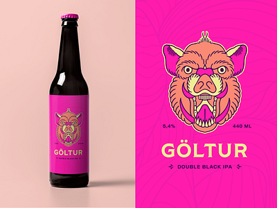 Göltur Beer beer bottle branding colorful design iceland icon illustration lineart logo monogram pig pink product retro typography vector vintage