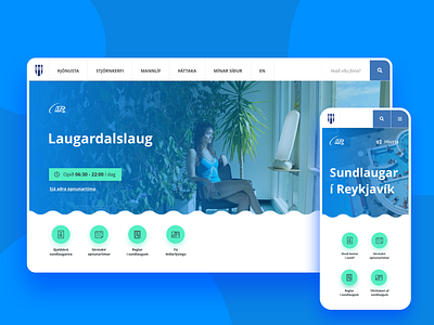 Reykjavik city swimming pools site blue bright city design fresh pool reykjavik swimming ui uiux user experience user interface ux web web design