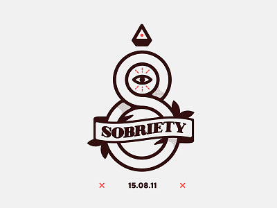 8 Years of sobriety all seeing eye branding icon illustration logo logotype piramid simple sobriety tattoo traditional typography vector