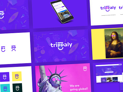 Trippaly branding colorful emoji global jokula jökulá liberty logo mobile monalisa smile ui design uiux ux design web design