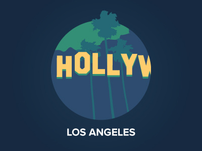 Los Angeles city design flat hollywood icon illustration los angeles palm tree visual