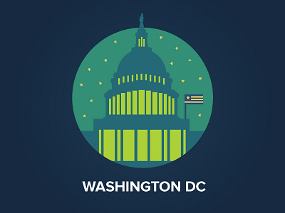 Washington DC badge capitol city congress dc flag flat icon night sky usa washington