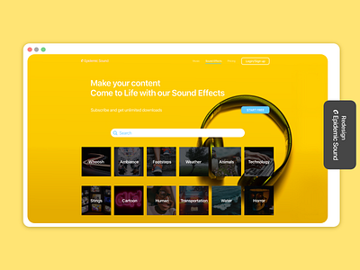 #003 landing page branding daily daily 100 challenge daily challange daily ui dailyui dailyui 003 dailyuichallenge design music redesign sound ui web web design webdesign website website design yellow