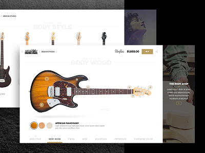 Throwback - MusicMan Guitar Builder builder commerce configurator customizable customization guitar instrument music product uidesign user experience webdesign