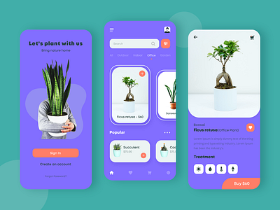 plant-tree mobile app app branding design minimal photoshop plant ui ux