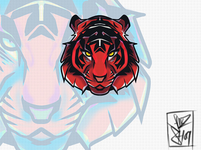 Red Tiger Logo animals esport flat logo mascot tiger tiger logo twitch twitch logo