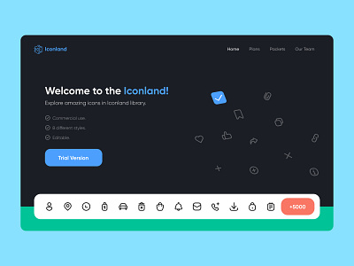 Iconland Landing Page clean design home page icon landing page library ui ui ux design ux web web design web site design