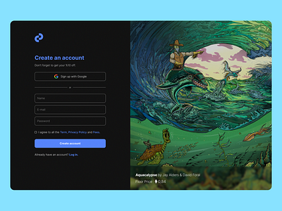 Sign Up Page - NFT Market app clean create account crypto log in login nft nft market sign in sign up signin signup simple ui ui design ui ux design ux ux design web web design