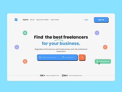 Freelancer Platform Landing Page clean freelance freelancer header hire hire online hiring platform hr landing page remote ui ui ux design uiux ux web web design web page web site design webdesign