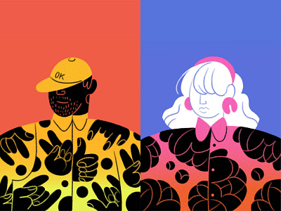 Portraits! apple pencil bold character characterdesign drawing figure floral flowers gradient graphicdesign hands hat illustration ipad pro man pattern people woman