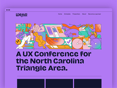 UX Y'all — Web page apple pencil character conference conference design conference illustration design digital illustration drawing event figure illustration ipad pro logo product illustration ui ux uxui web illustration web page woman
