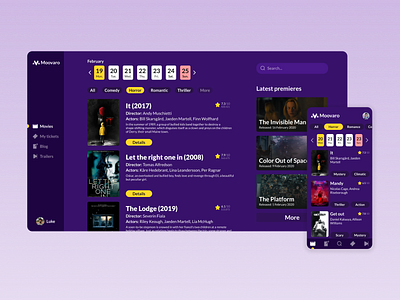 Moovaro - Cinema Web Dashboard app cinema concept dashboard ui web webdesign