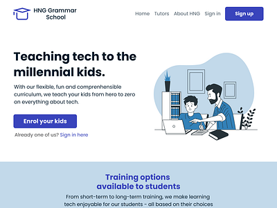 Landing Page Design for an Edutech Platform - HNG School edutech platform landing page landing page design testimonials ui uiux design user experience design user interface design user profile wen design