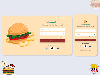 Fast Food Restaurant Sign-in page