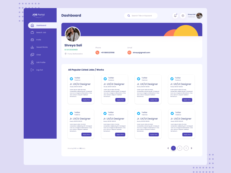 Dribbble - job portal dashboard.png by shreya sali