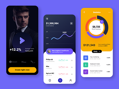 Invest coin app branding design flat graphic design icon illustration ui ux vector