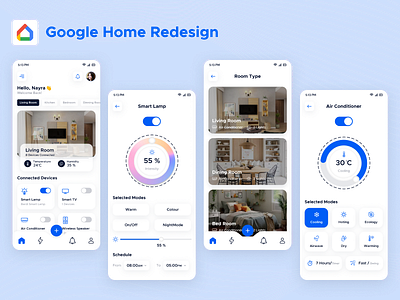 Google Home App Re-design app ui design google home mobile app redesign smart homap app smart home themplates ui ui design uiux
