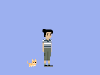 Audrey and Brussel Sprouts the cat 90s animation cat character concept pixel art