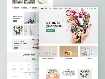 Beauty Care - Skincare Product Landing Page beauty beauty landing page cosmetic cosmetics ecommerce facial fashion girl homepage landing page makeup personal care salon self care skin skincare ui uiux ux website