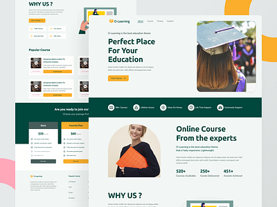 Lentera - Online Course Landing Page clean course course web design figma landing page landing page design learning lesson minimal modern online education online learning teaching ui uidesign uiux virtual class web site website