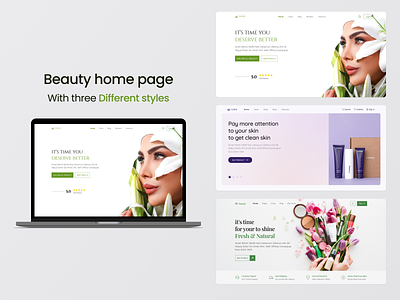 Beauty Home Page beauty landing page beauty product clean cosmetics design fashion home page homepage landing page makeup minimal salon salon beauty service skin care treatment ui uidesign uiux website