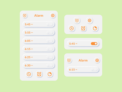Neumorphic alarm app UI app branding concept design ui uiproject uiux userinterface