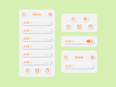 Neumorphic alarm app UI