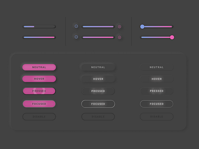 Neumorphic buttons UI kit