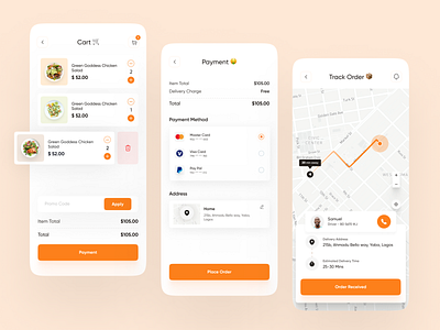 Food delivery App app cart design e commerce food food app food delivery payment uiux