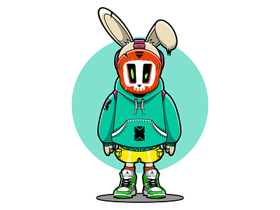 Bad Bunny bad bunny character design icon illustration logo mask merchandise rabbit sticker vector