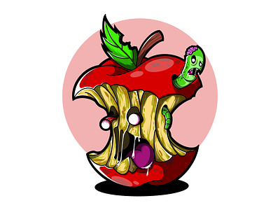 Zombie Apple apple character design icon illustration logo merch design merchandise sticker tshirtdesign worm zombie