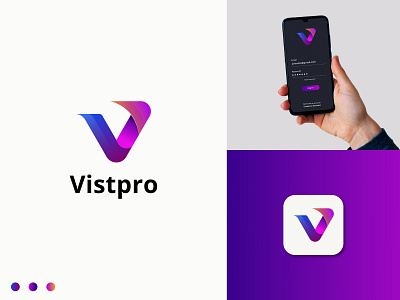 Vistpro Logo Design || V Modern Logo abstract appicon brand design branding brandmark gradient icon logo modern tech logo technology v letter loo v logo v modern logo