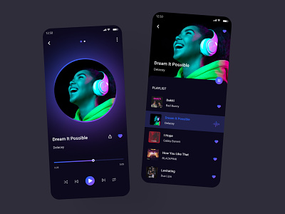 Music Player App app clean dark mode design equalizer mobile music music app music app design music player music player ui music streaming app player spotify ui uidesign ux