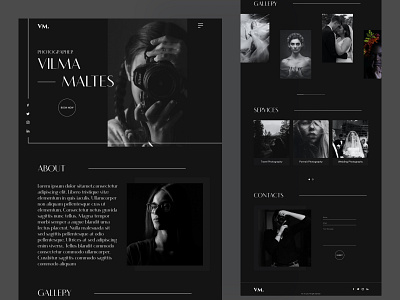 Photographer Portfolio event landing page model photographer photography photoshoot portfolio portraits ui web design