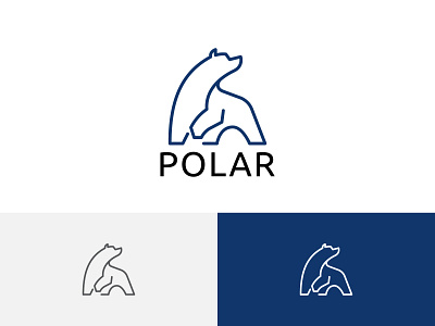 Big Polar Bear Cool Ice Abstract Line Logo