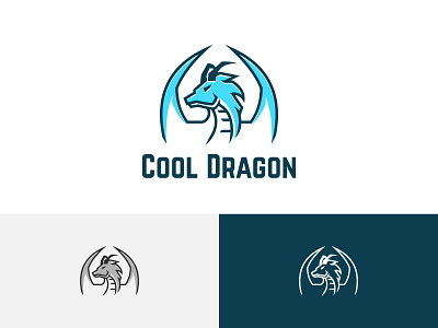 Blue Cool Ice Dragon Esport Game Logo Symbol app blue branding cool deagon design dragon esport flying game green horned ice illustration logo symbol ui