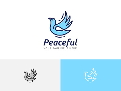 Peaceful Dove Pigeon Flying Wing Peace Love Freedom Logo app branding design dove dragon flying freedom green horned illustration logo love peace peaceful pigeon ui wing