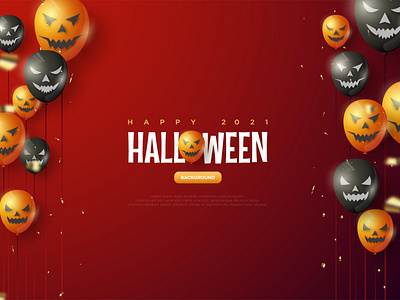 Halloween Balloon Red Background Illustration