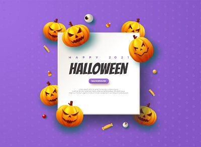 Halloween Pumpkin Blue Background Illustration art background candy character design element event graphic helloween illustration note paper party poster pumpkin purple scary template vector walpaper