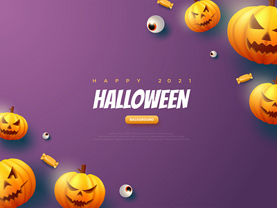 Halloween Pumpkin Blue Background Illustration art background candy celebrate celebration character design element event eye graphic helloween illustration party poster pumpkin purple template vector walpapaer