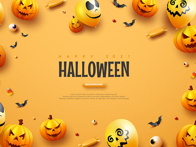 Halloween Pumpkin Orange Background Illustration