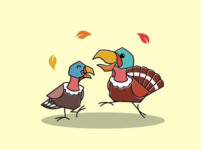 Dancing Turkey Bird Couple Autumn Fall Thanksgiving