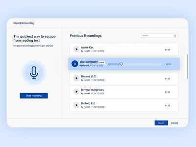 Atlassian - voice recording app app atlassian confluence landing page note making product saas sound summary ui voice recording