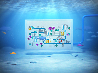 Water and waste explainer agency animation c4d client design esg illustration motion water