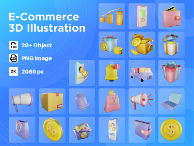 E-Commerce 3D Illustration pack 3d design illustration