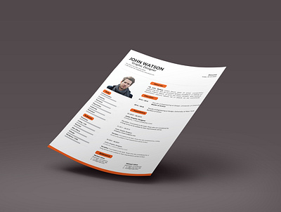 Resume/CV Design Template animation cv design cv resume template design illustration illustrator minimal resume ui vector