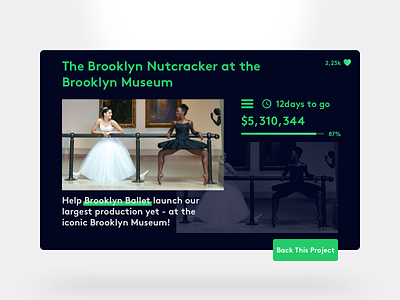DailyUI #032 032 ballet brooklyn button card color crowdfunding campaign dailyui gradient price rounded corner