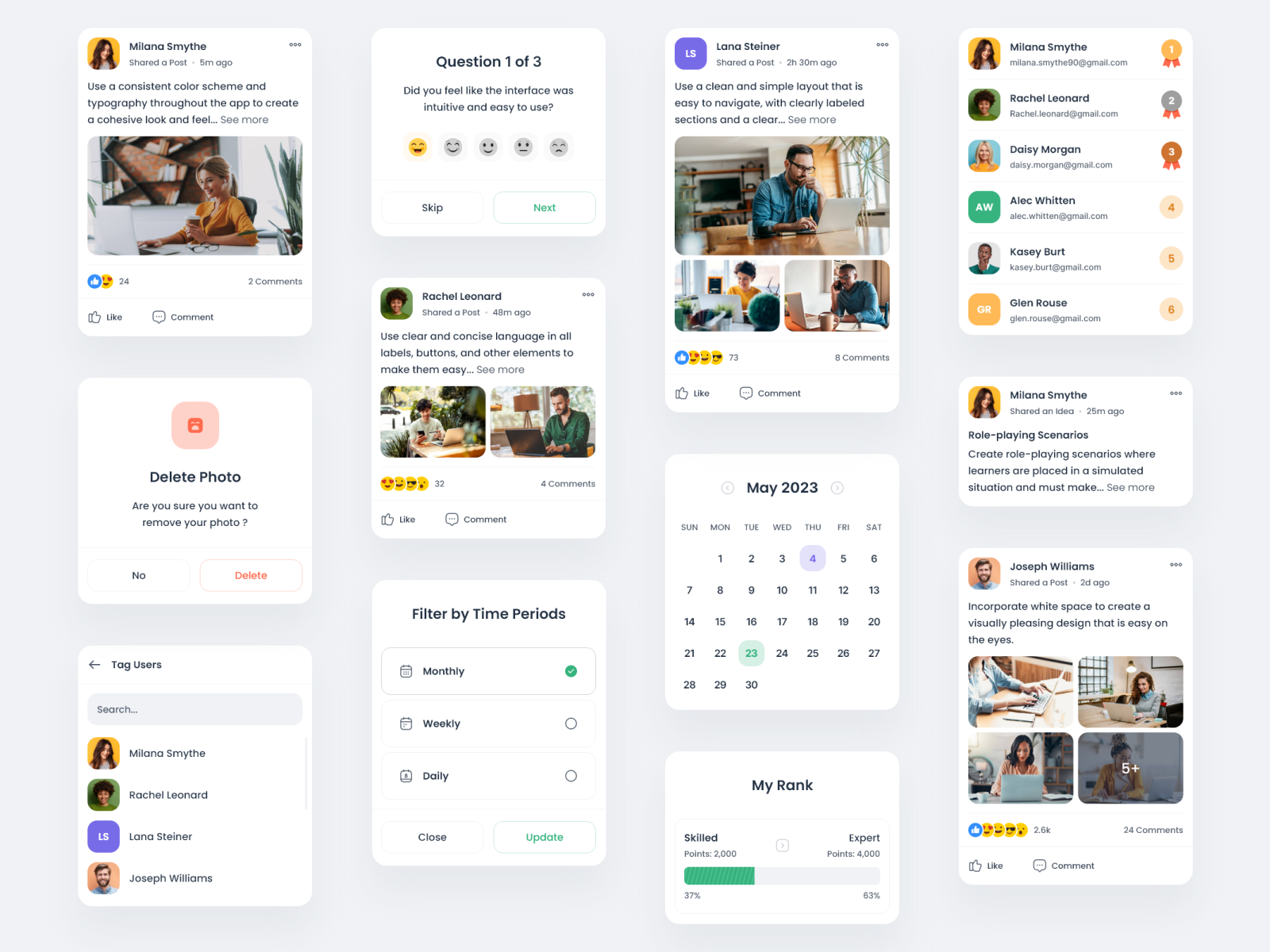 E-Learning App UI Components by Ishan Madushka on Dribbble