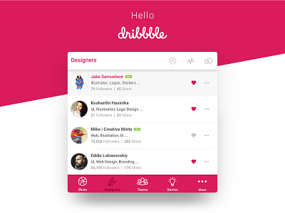 Dribbble App Ui