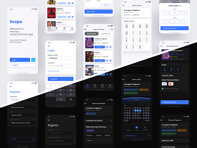 Movie Tickets Booking App app behance booking challenges cinemas app concept dribbble free freebies inspiration mockup movie movie theater scope cinemas tickets ui uplabs user experience user interface ux